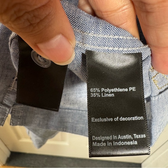 Huckberry x Coors Guayabera Shirt Blue Short Sleeve Camp Shirt Men’s LG Casual - Picture 5 of 10